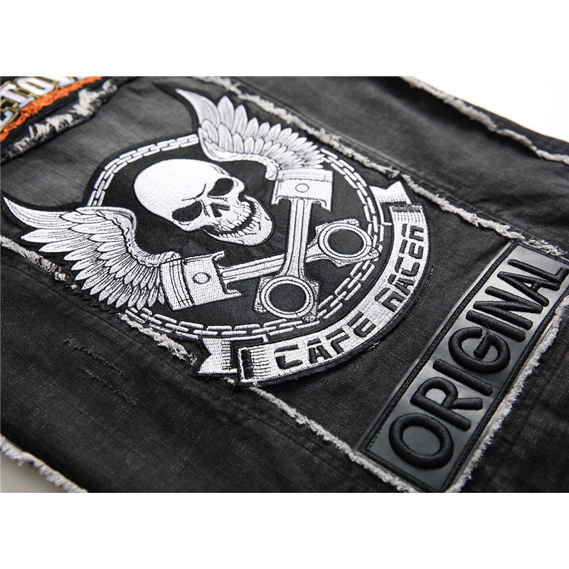 Sons of Anarchy Denim Vest Vest Harley Motorcycle XL883 X48 DYNA Cycling Wear Embroidered Denim Jacket | BigBuy360 - bigbuy360.vn