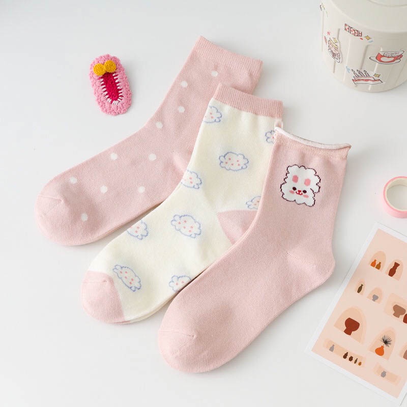Set 3 đôi tất vớ họa tiết nhẹ nhàng kute dễ phối đồ - Sope Shop