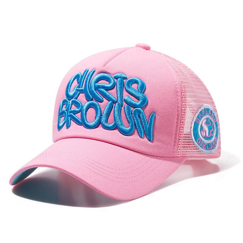 Mũ Lưỡi Trai Phối Lưới Mỏng Thêu Họa Tiết Màu Hồng Thời Trang Mùa Hè Thoáng Khí Cho Nữ