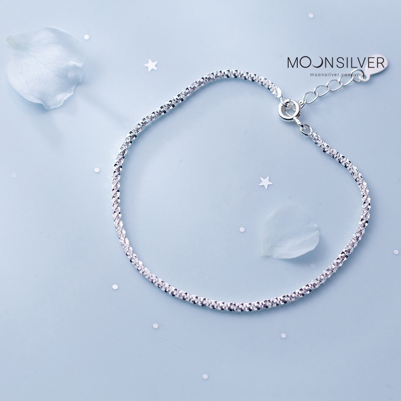Lắc tay bạc lấp lánh Moonsilver, vòng tay bạc nữ thiết kế đơn giản bling bling
