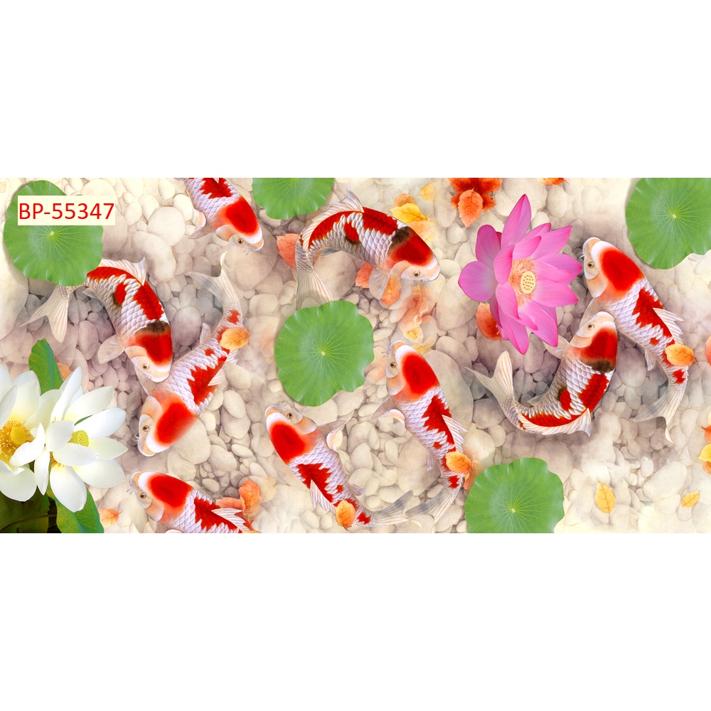 Tranh cá chép cá koi trong hồ sen giành cho người quan tâm phong thủy