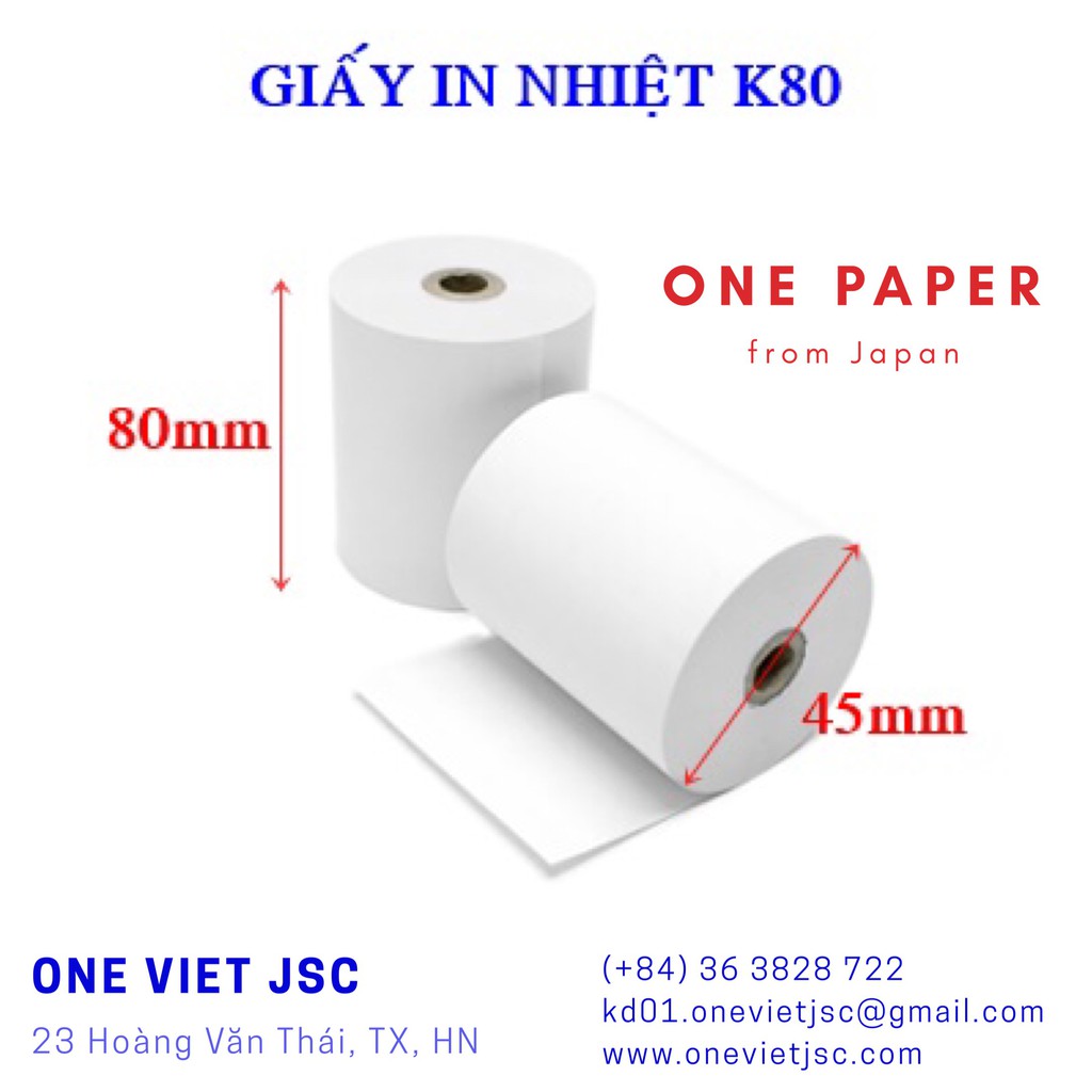 Giấy in bill OnePaper K80 Ø 45mm | BigBuy360 - bigbuy360.vn