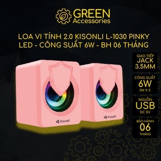 LOA MÁY TÍNH MINI MÀU HỒNG DỄ THƯƠNG LED RGB, LOA USB 2 CÁI 1 BỘ, LOA KISONLI L1040 HỒNG, LOA LAPTOP -HÀNG CHÍNH HÃNG