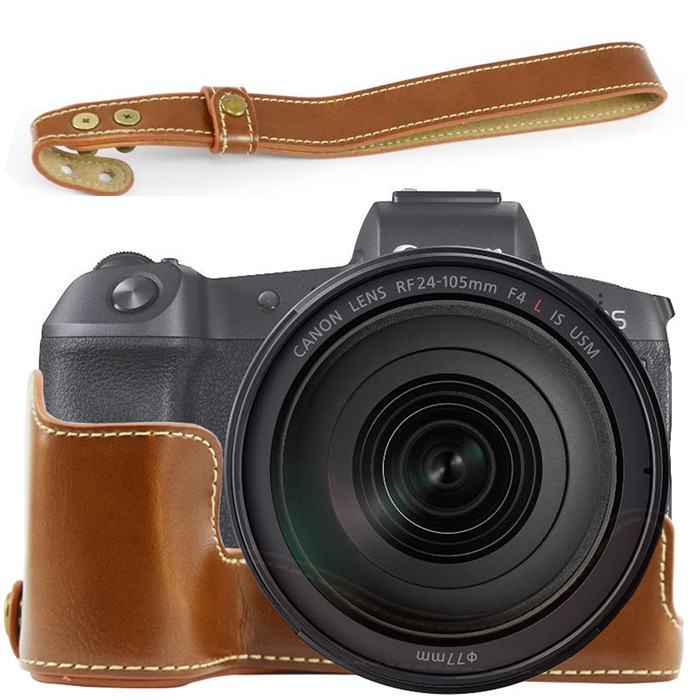 Túi da PU bọc nửa thân máy ảnh Canon EOS R tiện dụng