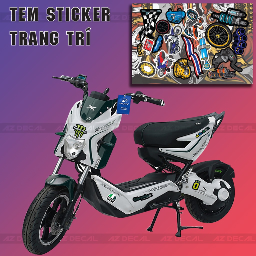[Set A4] Sticker Trang Trí Xe Chủ Đề Logo Racing 5 - PVC Cao Cấp