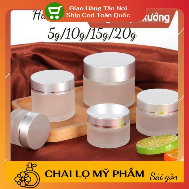 Hủ Đựng Kem ❤ SIÊU RẺ ❤ Hũ chiết mỹ phẩm thủy tinh nắp bạc 5g,10g,15g,20g đựng kem , phụ kiện du lịch