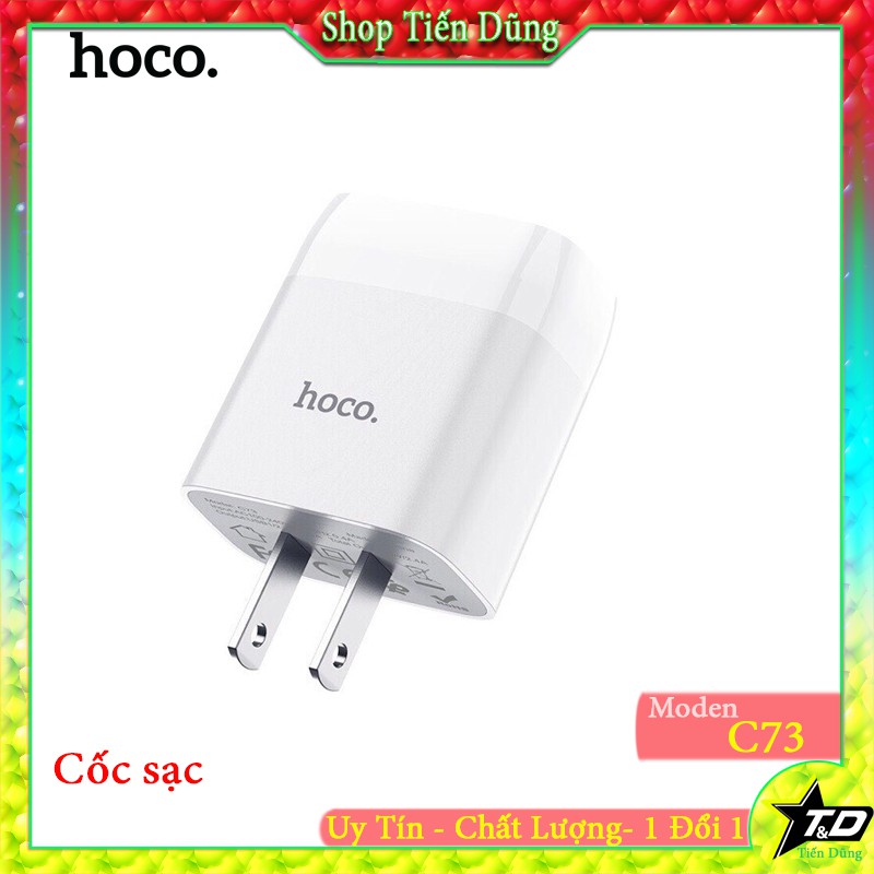 Củ sạc nhanh hoco C73 có 2 cổng 2.4A- Cốc sạc hoco chính hãng