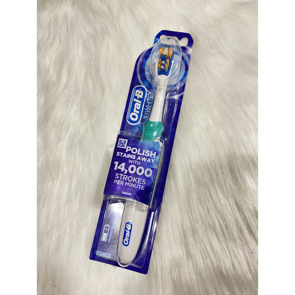 [HÀNG MỸ] Bàn Chải Pin Oral-B Polish 3D White Battery Powdered Toothbrush Polish 14000 strokes mềm mại