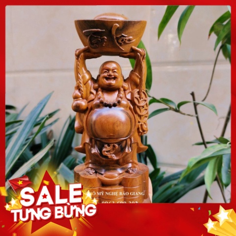 Tượng phật di lặc dâng vàng bằng gỗ