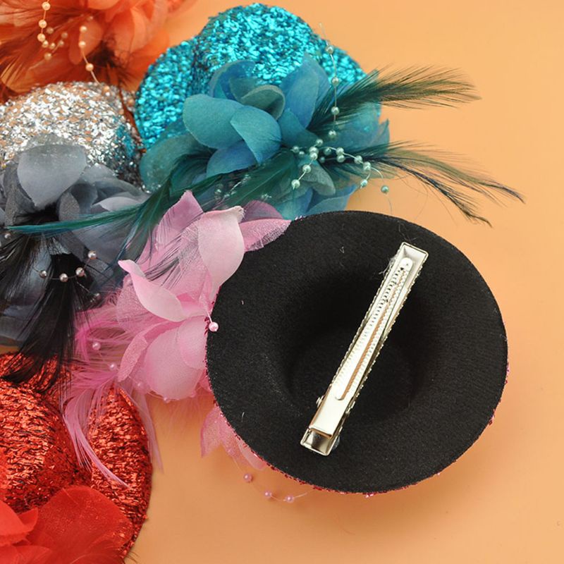 Flgo Nón Len Đính Hoa Và Lông Vũ Lấp Lánh 10cm Cho Nữ