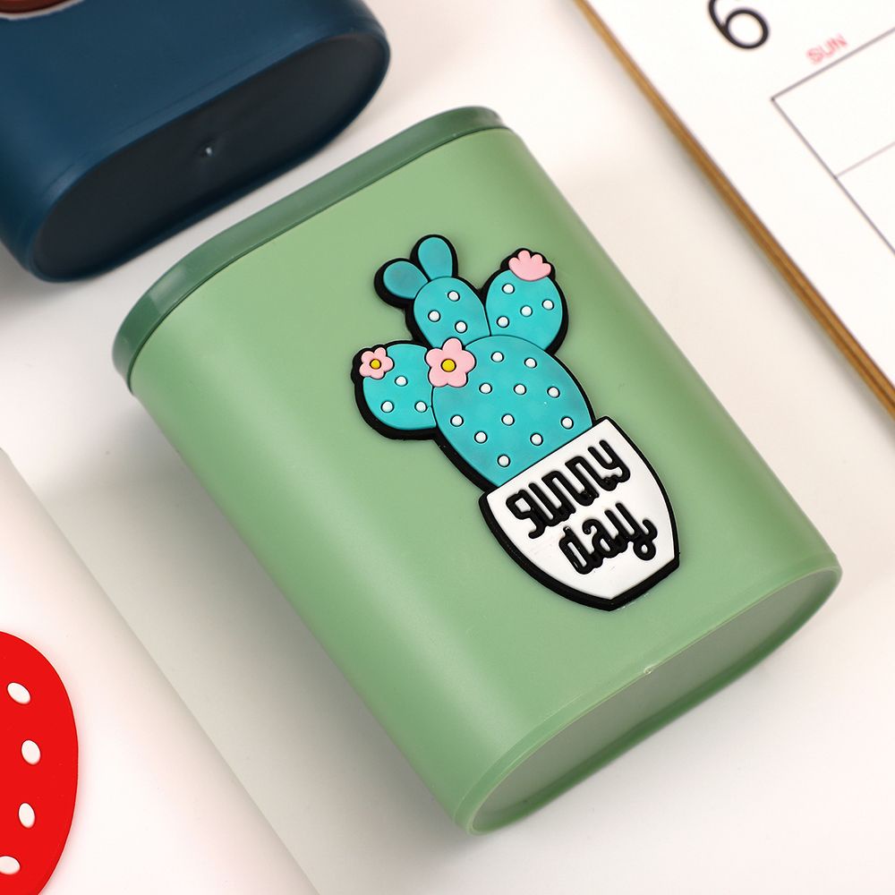Hộp Đựng Bút / Cọ Trang Điểm Để Bàn Bằng Nhựa Hai Lỗ Đa Năng Sáng Tạo Dành Cho Học Sinh Ốp