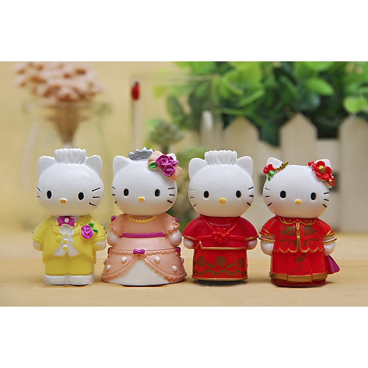 Bộ 4 búp bê Hello Kitty họa tiết đám cưới xinh xắn làm quà cho bé