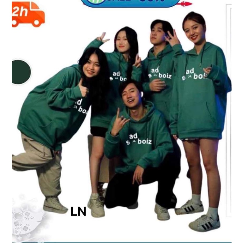 Áo hoodie sadboiz xanh Áo hoodie nam nữ chất nỉ cotton form rộng tay bồng
