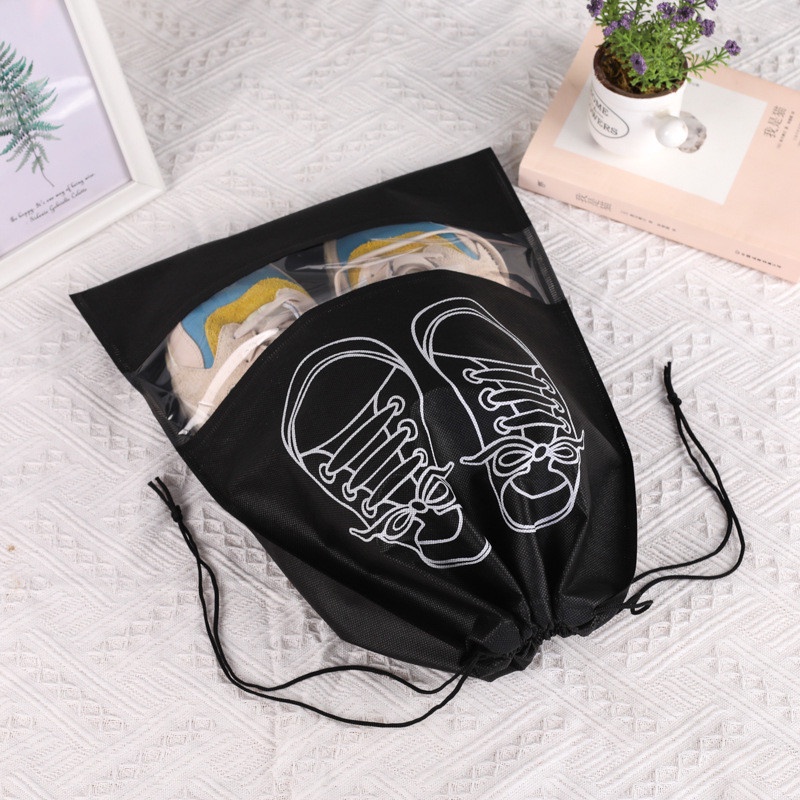 Túi đựng giày dép du lịch thể thao đá banh có dây rút hoạ tiết chống bụi bẩn tiện lợi bỏ vali gọn gàng