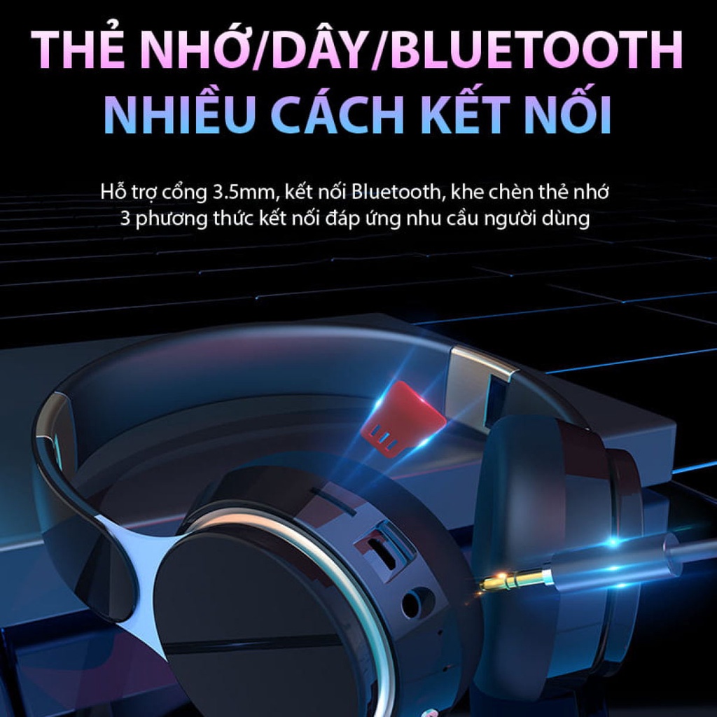 GiGiBomstoreTai nghe chụp tai Bluetooth thời trang và tinh tế, âm thanh Hifi XBASS T7 nghe Bluetooth chụp tai không