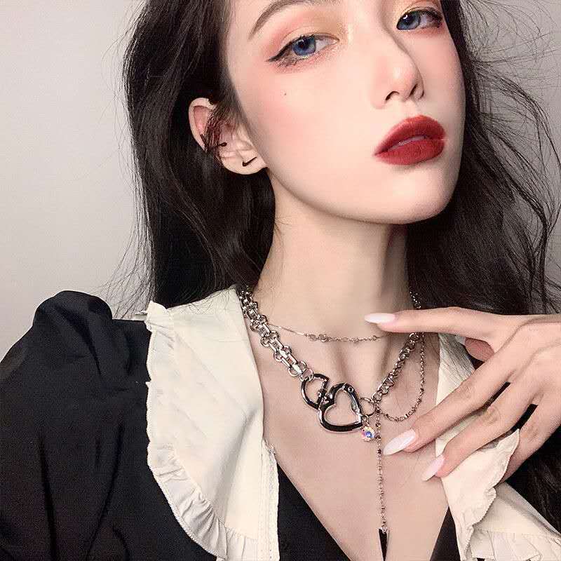 vòng cổ Hai Lớp Mặt Ổ Khóa Trái Tim Và Chìa Khóa