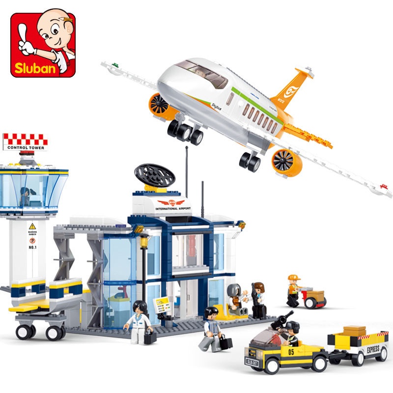 Đồ Chơi Lắp Ráp Kiểu Lego Máy Bay Chở Khách Và Cảng Hàng Không AirPlane Sluban B0367 Với 678 Mảnh Ghép