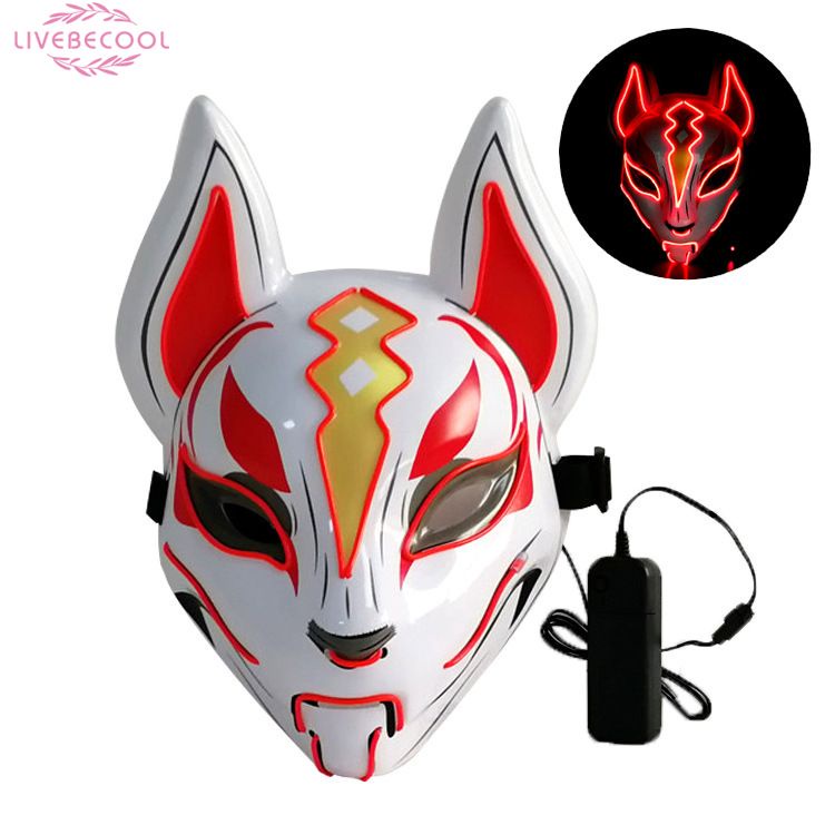 Mặt Nạ Cáo Rave Hóa Trang Halloween Có Đèn Led Phát Sáng