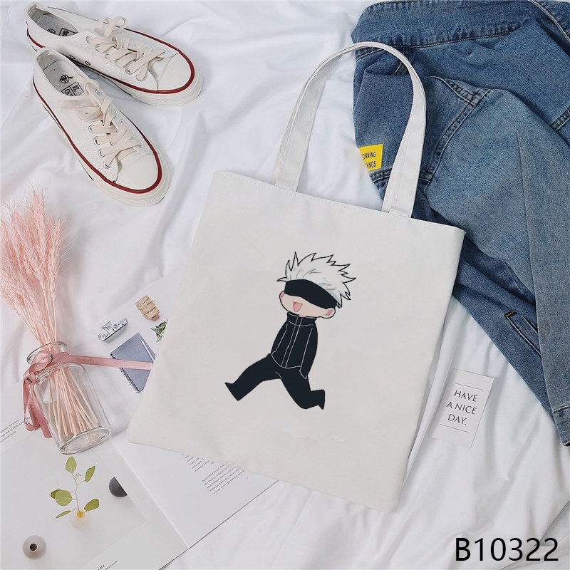Túi Xách canvas Họa Tiết anime jujutsu kaisen Thời Trang Hàn Quốc