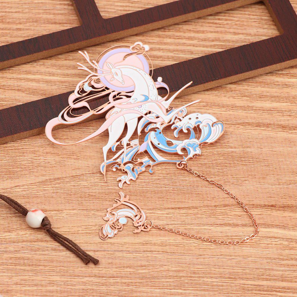 Lanfy Kẹp Đánh Dấu Trang Sách Bằng Kim Loại Hình Lá Chim Công Cổ Điển