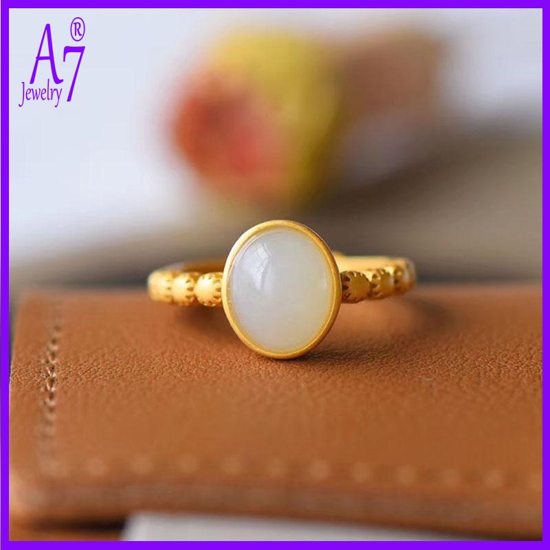 Nhẫn Bạc 925 Đính Đá Ngọc Bích Kiểu Dáng Đơn Giản Thời Trang