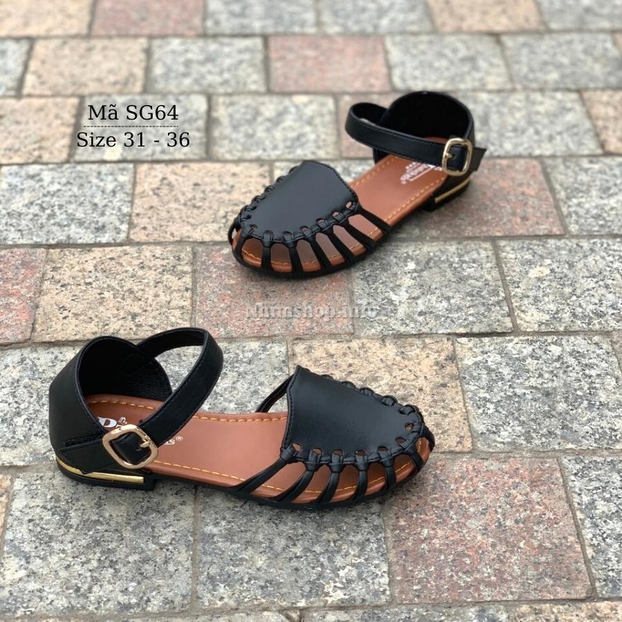 Giày sandal bé gái BibiKids búp bê công chúa dép quai hậu rọ bít mũi cho trẻ em nữ 6 - 12 tuổi đi học êm thời trang SG64