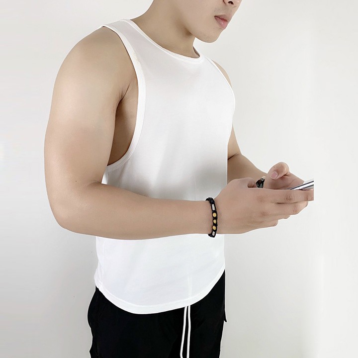 Áo gym sát nách màu trơn nam siêu đẹp