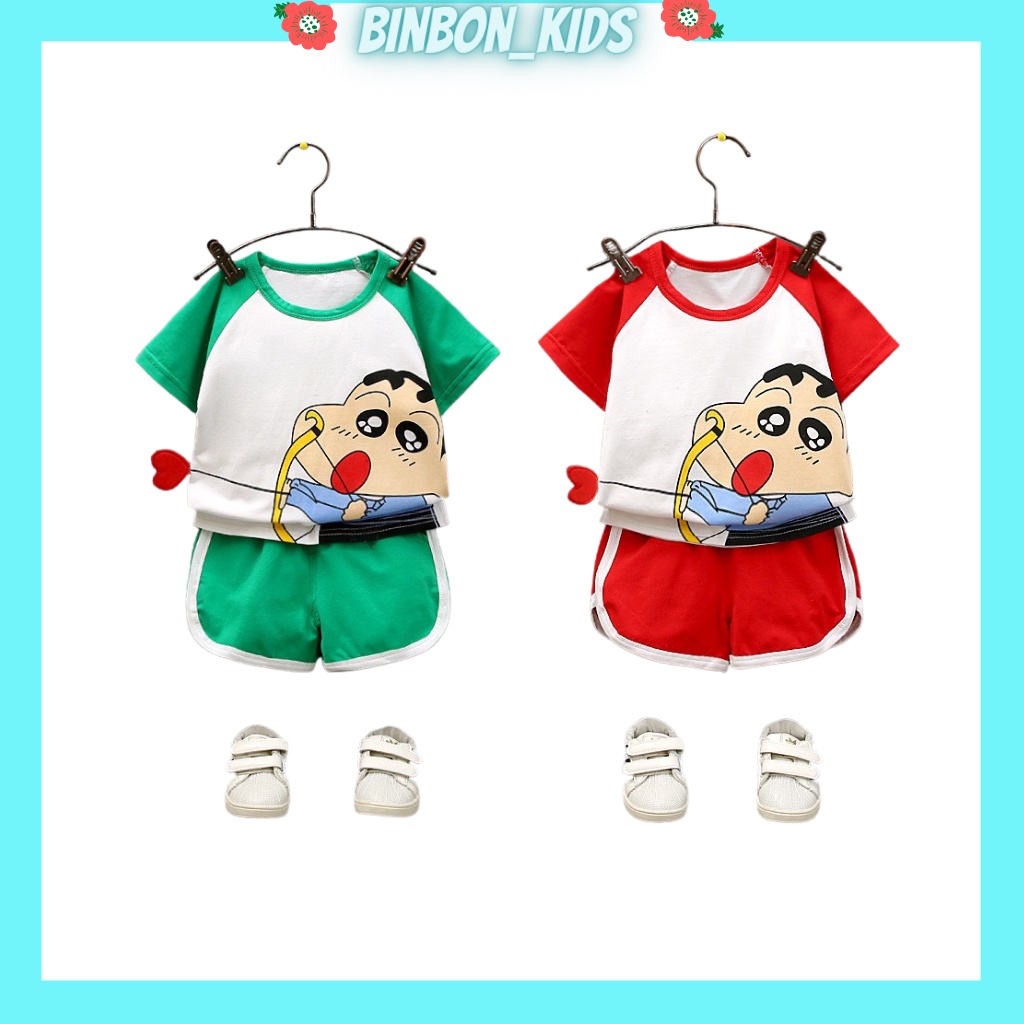 Quần Áo Trẻ Em Bộ Cộc Tay Cho Bé In Hình Shin Dễ Thương Chât Cotton Cao Câp từ 6 đến 27kg BINBON KIDS