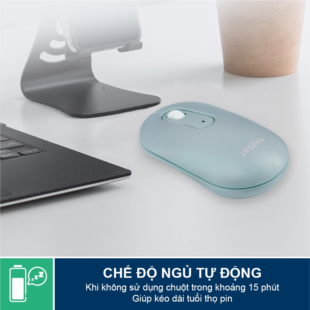 Chuột máy tính không dây PROLiNK GM2001 chống ồn, kháng khuẩn, độ nhạy cao, tiết kiệm pin dành cho PC, Laptop