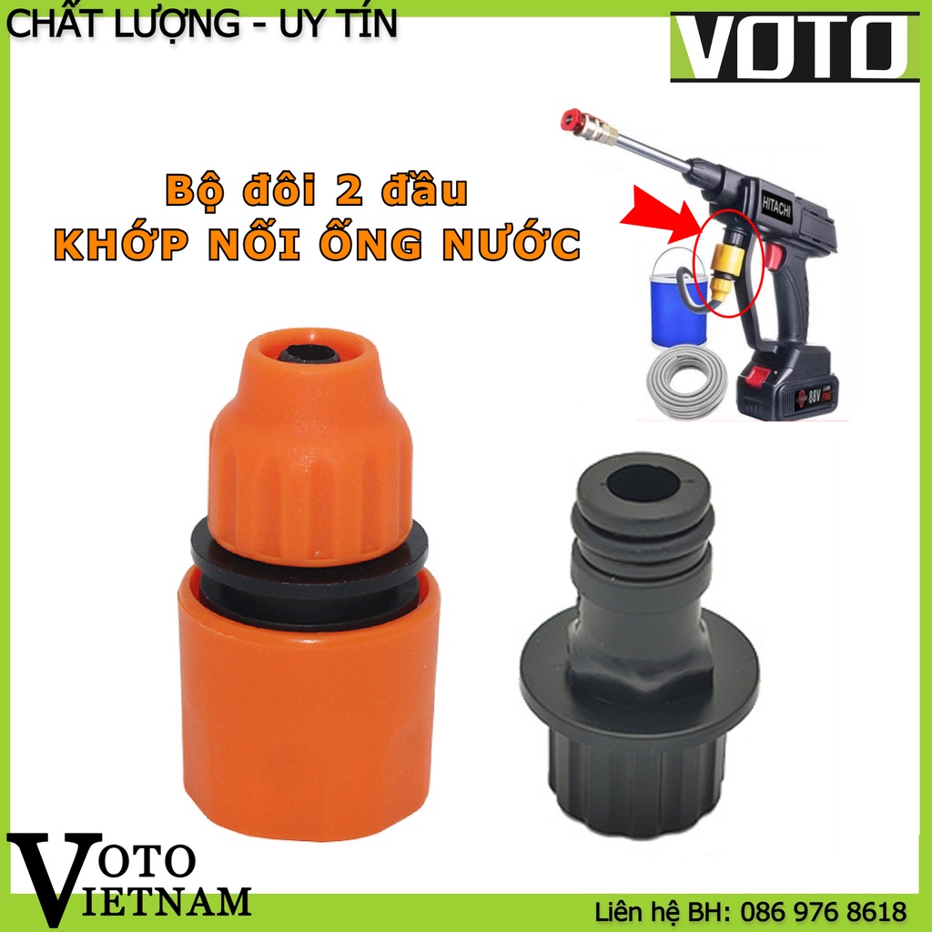Bộ đôi khớp nối nhanh 2 đầu ống nước cho vòi rửa xe, máy xịt rửa xe cầm tay