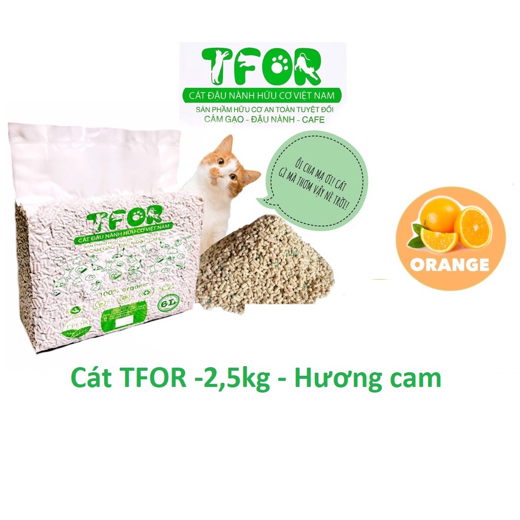 Cát đậu nành TFOR | Túi 6L~ 2.3KG | Cát vệ sinh cho mèo chiết xuất từ đậu nành an toàn cho mèo xuất xứ Việt Nam.