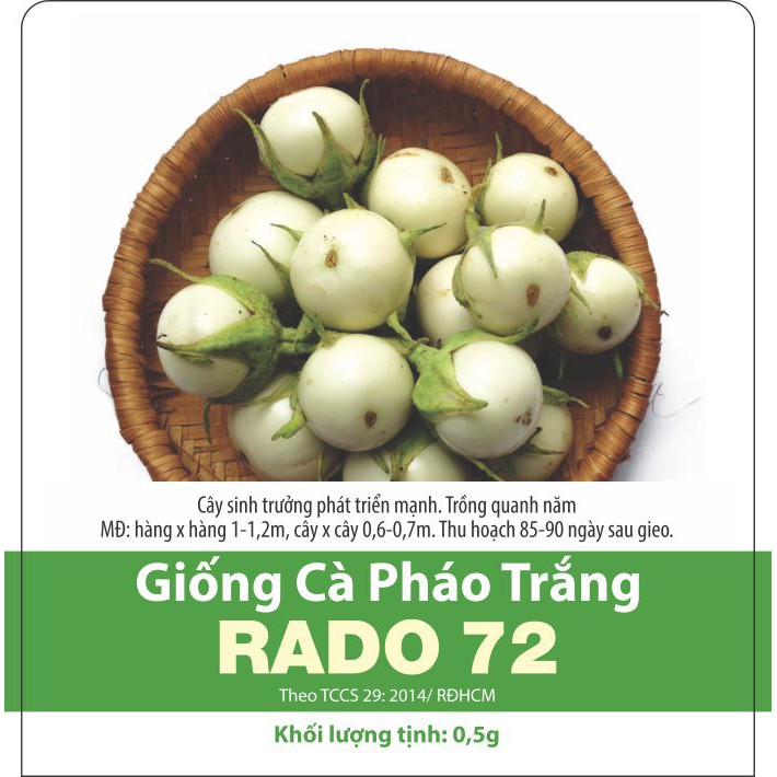 Hạt giống cà pháo trắng chất lượng, năng xuất cao 2gr