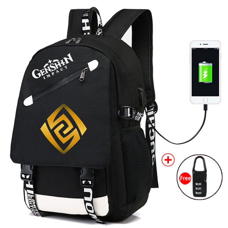 Túi xách Genshin Impact Schoolbag của Thiên Chúa khuôn viên trường học sinh viên ba lô nam và nữ ba lô quà tặng sức chứa lớn SOAK