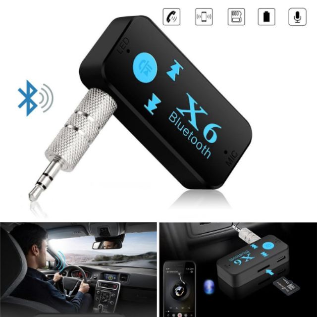 Đầu thu Bluetooth X6 hỗ trợ thẻ nhớ có thể dùng làm máy nghe nhạc