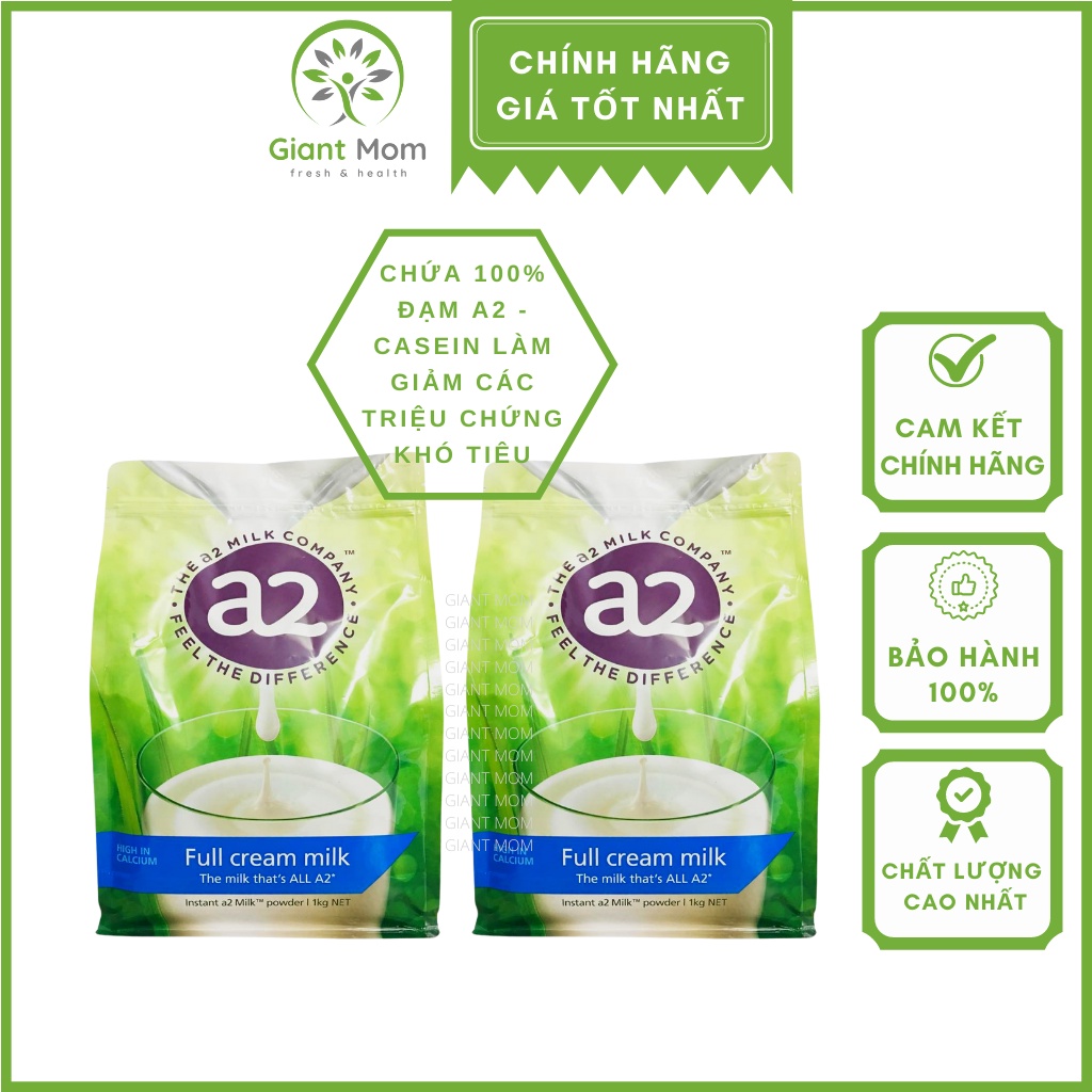 Sữa Tươi A2 Nguyên Kem 1kg Giantmom - Sữa A2 Úc Nguyên Kem Dạng Bột 1kg Hàng Chính Hãng