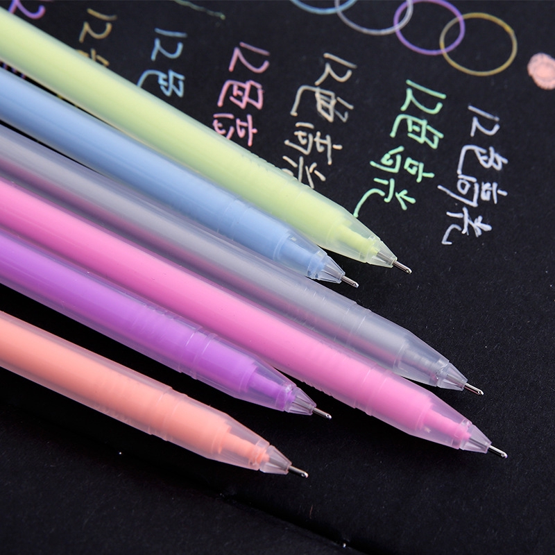 Bộ 12 Bút Gel Dạ Quang Nhiều Màu Sắc Dùng Đánh Dấu Nhật Ký Tiện Dụng