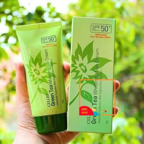 Kem chống nắng trà xanh Cellio Green Tea Whitening Sun Cream SPF 50+