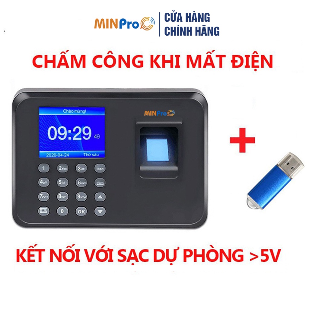 Máy chấm công vân tay MINPRO MF01 quét vân tay thông minh, dữ liệu bảo mật cao