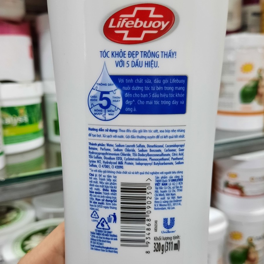 Dầu Gội Lifebuoy Tóc Dày Óng Ả 320g