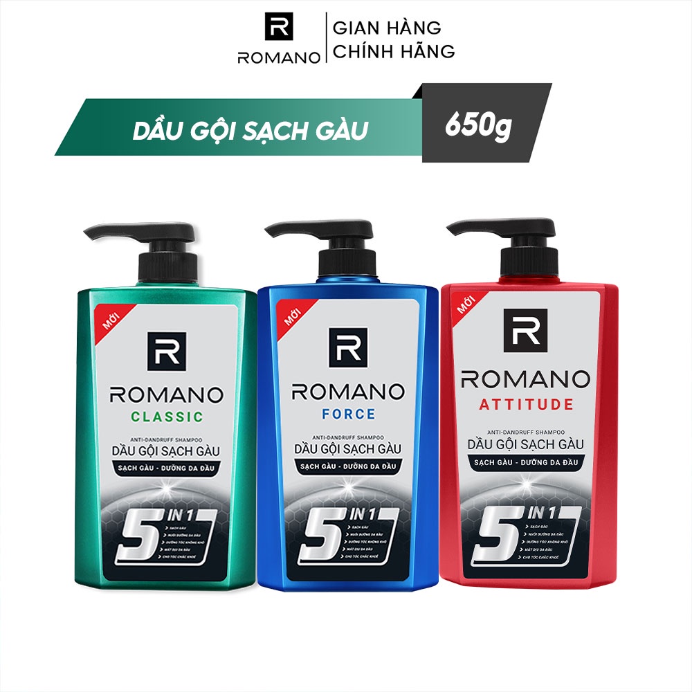 Dầu gội sạch gàu Romano hương nước hoa 650g