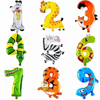 Bóng sinh nhật số tuổi, ngày, năm chủ đề Động Vật Rừng ngộ nghĩnh đáng yêu sz 18inch