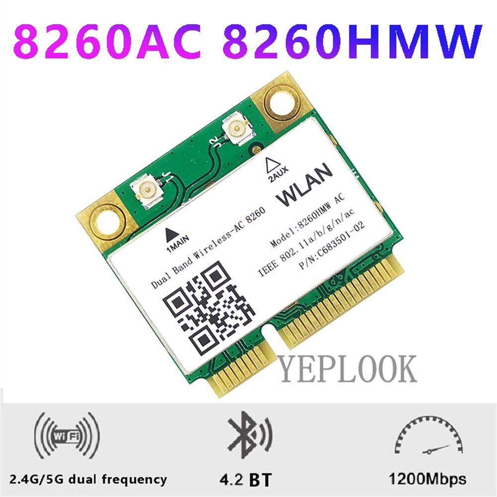 AC 8260NGW 8260AC 300Mbps + 867Mbps 2.4G / 5Ghz WiFi + BT4.2 Mini PCI-E WiFi Card