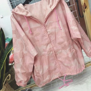 Áo khoác dù camo hồng