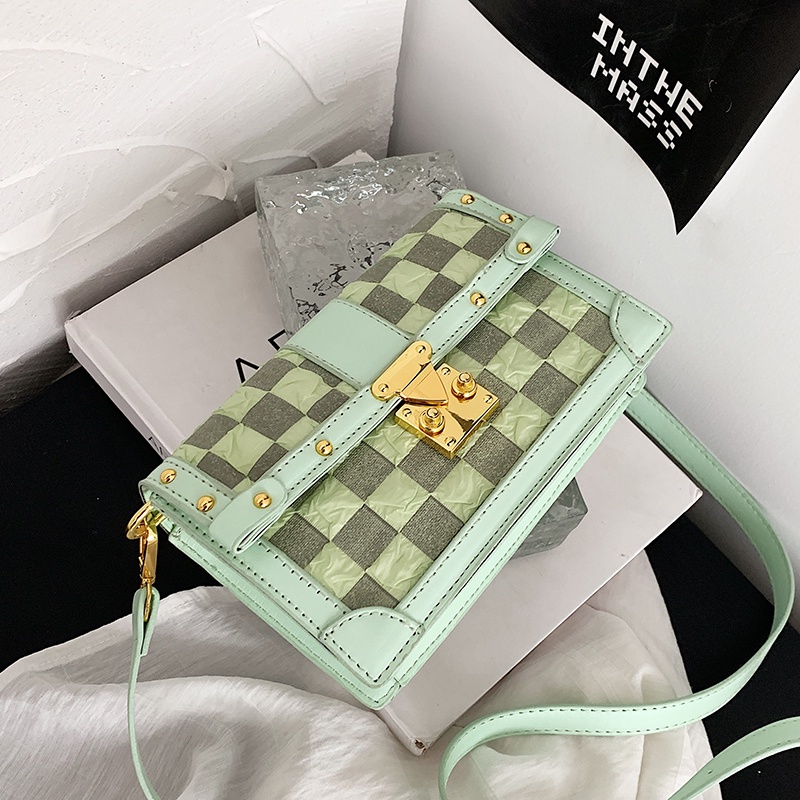 IELGY Túi Đeo Chéo Hình Vuông Cỡ Nhỏ Họa Tiết Kẻ Sọc Thời Trang Cho Nữ