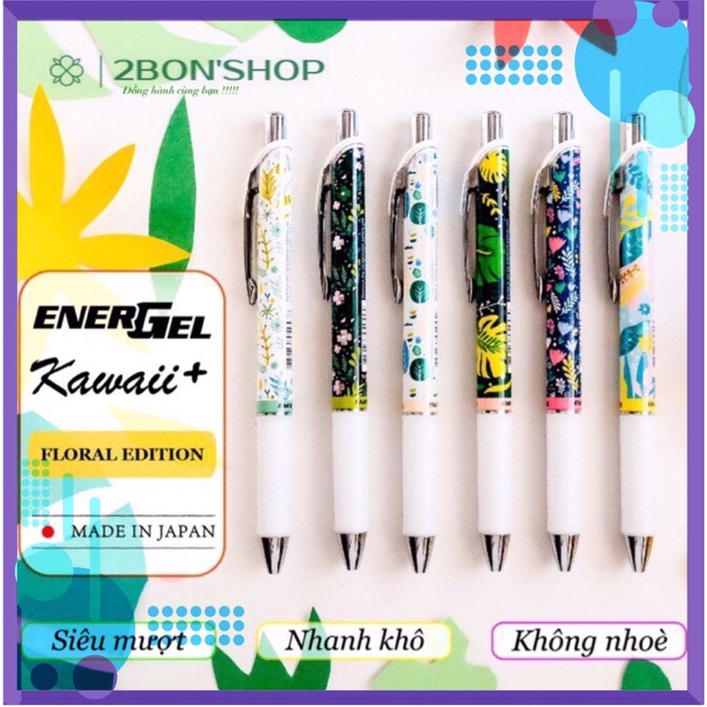 Siêu phẩm Energel Kawaii+ 4 : Floral Edition 0.5mm Phong Cách Nhật Bản | Bút Bi Gel Siêu Mượt Siêu Nhanh Khô