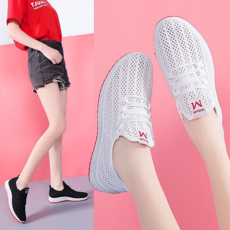 Giày thể thao nữ, giày sneaker chữ M hoa cúc, thông hơi đế cao su siêu mềm