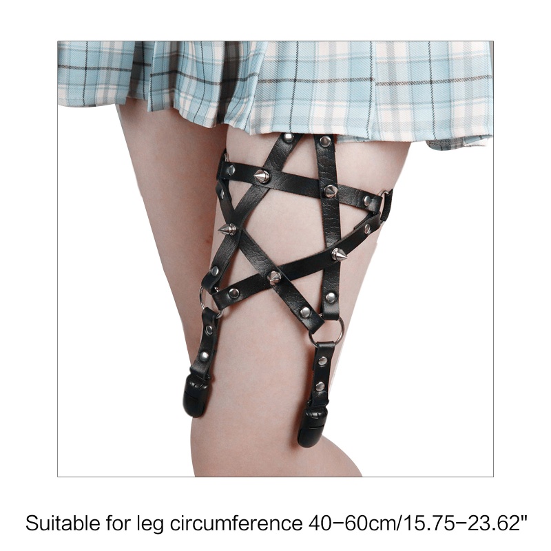 Oneri Dây Đeo Đùi Bằng Da PU Hình Ngôi Sao Năm Cánh Phong Cách Gothic