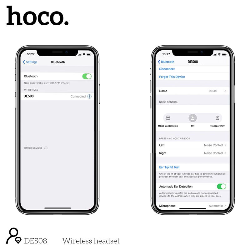 Tai nghe bluetooth không dây Hoco hỗ trợ định vị, đổi tên, đàm thoại, cảm ứng chạm, nghe nhạc 3-4h liên tục