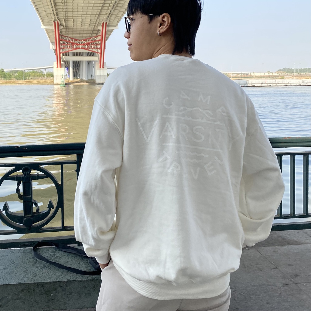 Áo Sweater Travel Varsity màu trắng