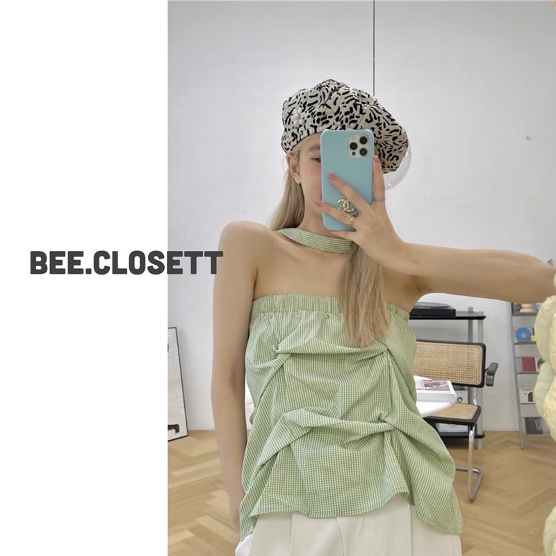 Áo cúp ngực choker màu xanh mint dễ thương